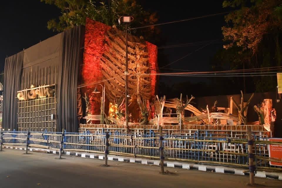 Lake Town Adhibasi Brinda Durga Puja pandal — North-East Kolkata 2026